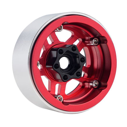 Power Hobby - B4 Aluminum 1.9 Beadlock Wheels 9mm Hubs, Red, for 1/10 Rock Crawler, 4pcs - Hobby Recreation Products