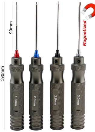 Power Hobby - Pro Series Magnetized Hex Tool Set Metric 1.5, 2.0, 2.5, 3.0mm - Hobby Recreation Products