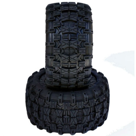 Power Hobby - Raptor 2.8" Belted 1/10 Stadium Truck Tires, Mounted, 12mm, fits Front or Rear Stampede/Rustler - Hobby Recreation Products