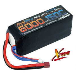 Power Hobby - Xtreme 6S 22.2V 6000MAH 150-300C Lipo Battery, w/ XT90 Plug - Hobby Recreation Products