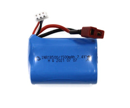 Racers Edge - Li-Ion 7.4V 1500mAh Battery Pack (TYPE 18500) w/T-Plug, Fits 1/16 Vehicles from Blackzon (Slyder ST/MT), Haiboxing (16890/16889), Redcat (Volcano16), Racent (Tornado/Crossy), Bezgar (HM165/HM162/HM161), and more - Hobby Recreation Products
