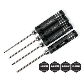 Racers Edge - Metric High Speed Steel Hex Driver Set w/ Black Handles (4pc) - Hobby Recreation Products
