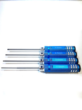Racers Edge - Metric High Speed Steel Hex Driver Set w/ Blue Handles (4pc) - Hobby Recreation Products