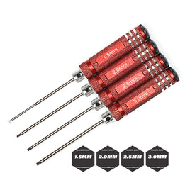 Racers Edge - Metric High Speed Steel Hex Driver Set w/ Red Handles (4pc) - Hobby Recreation Products