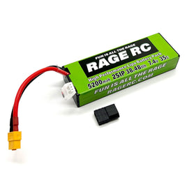 Rage R/C - 5200mAh 2S 7.4V 35C Hard Case LiPo Battery with XT60 Connector & TRX Adapter - Hobby Recreation Products