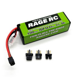 Rage R/C - 5300mAh 3S 11.1V 60C Hard Case LiPo Battery with Universal Connector EC3, XT60, T-Plug - Hobby Recreation Products