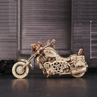 Robotime - Mechanical Wood Models; Cruiser Motorcycle - Hobby Recreation Products