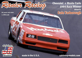 Salvinos JR Models - 1/24 Ranier Racing #28 Monte Carlo 1984 Winner - Driven by Cale Yarborough Plastic Model Car Kit - Hobby Recreation Products