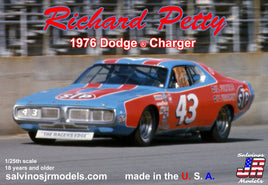 Salvinos JR Models - 1/24 Richard Petty 1976 Dodge Charger Plastic Model Car Kit w/Water Slide Decals - Hobby Recreation Products