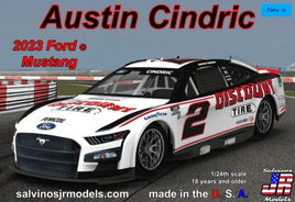 Salvinos JR Models - 1/24 Scale Team Penske, Austin Cindric, 2023 body, Ford Mustang "Discount Tire" Plastic Model Kit - Hobby Recreation Products
