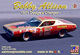 Salvinos JR Models - 1/25 Bobby Allison 1971 Dodge Charger Flathood Plastic Model Car Kit - Hobby Recreation Products
