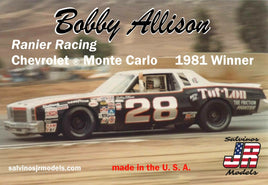 Salvinos JR Models - 1/25 Bobby Allison #28 Ranier Racing Chevy Monte Carlo 1981 Winner Plastic Model Car Kit - Hobby Recreation Products