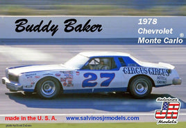 Salvinos JR Models - 1/25 Buddy Baker #27 1978 Chevrolet Monte Carlo Plastic Model Car Kit - Hobby Recreation Products