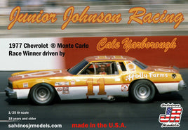Salvinos JR Models - 1/25 Junior Johnson Racing #11 1977 Chevy Monte Carlo - Cale Yarborough Plastic Model Car Kit - Hobby Recreation Products