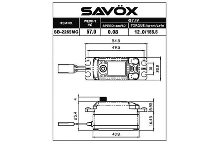 Savox - Black Edition Low Profile High Voltage Brushless Digital Servo 0.08sec / 166.6oz @ 7.4V - Hobby Recreation Products
