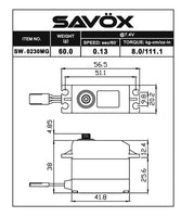 Savox - Waterproof Standard Digital Servo with Soft Start, 0.13sec / 111.1oz @ 7.4V - Hobby Recreation Products