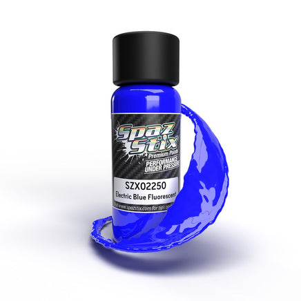 Spaz Stix - Electric Blue Fluorescent Airbrush Ready Paint, 2oz Bottle - Hobby Recreation Products