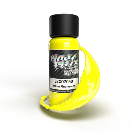 Spaz Stix - Yellow Fluorescent Airbrush Ready Paint, 2oz Bottle - Hobby Recreation Products