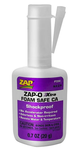 ZAP Glue - ZAP-O Xtra Foam Safe CA 20-gram Bottle - Hobby Recreation Products