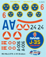 Atlantis Models - 1:48 J-35 Draken Supersonic Fighter Jet with Firing Missiles