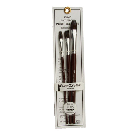 Atlas Brushes - 3 - Ox Hair Brush Set, 1/4", 3/8", 1/2" - Hobby Recreation Products