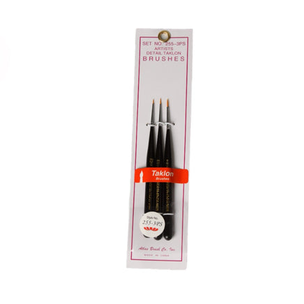 Atlas Brushes - Golden Taklon Brush Set, in 3 Sizes - Hobby Recreation Products