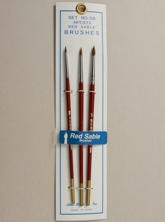 Atlas Brushes - Red Sable Brush Set in 3 Sizes 5, 3, 1 - Hobby Recreation Products