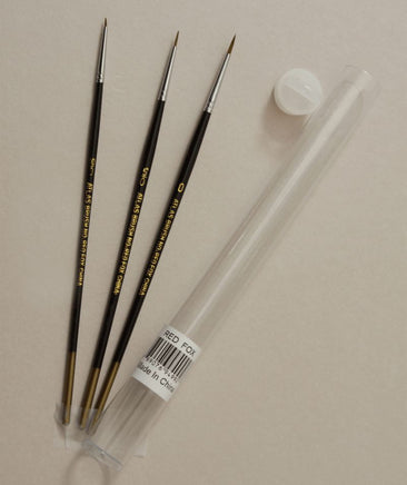 Atlas Brushes - Red Sable Detail Brush Set, 3 Sizes - Hobby Recreation Products