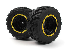 BlackZon - Smyter MT Wheels/Tires Assembled (Yellow/2pcs) - Hobby Recreation Products