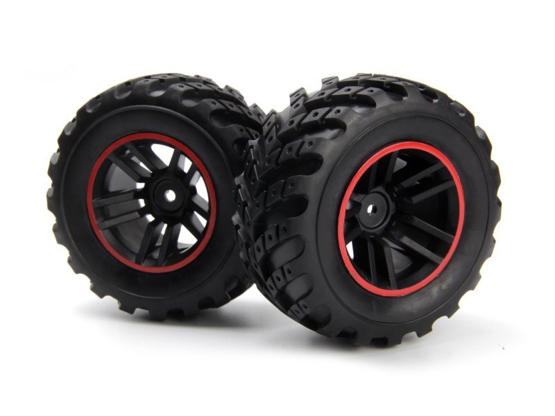 Spryte Wheels/Tires Assembled (Black/Red)| Hobby Recreation Products