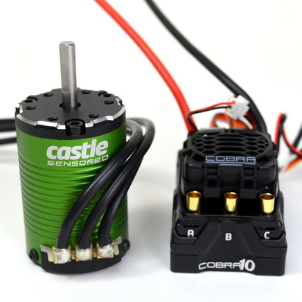 Castle Creations - Cobra 10, 6S Max, 25.2V Max, 8A Peak BEC, w/1410 - 3800KV 5mm Sensored Motor - Hobby Recreation Products