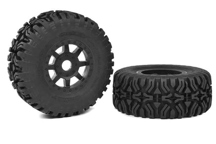 Corally - 1 - 8 SC Tires - Mudclaws - Glued on Black SC Rims - 1 Pair - Hobby Recreation Products