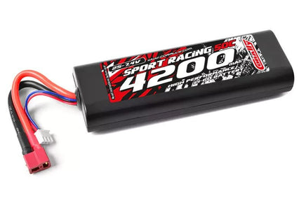 Corally - 4200mAh 7.4v 2S 30C Hardcase LiPo Battery with Hardwired with T - Plug Connector - Hobby Recreation Products