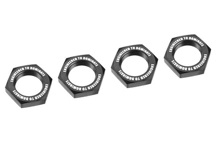 Corally - Wheel Nut - Serrated - Aluminum - Black - 4pcs - Hobby Recreation Products