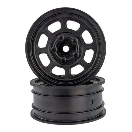 DE Racing - Speedway Buggy Wheels, for Associated B6/Customworks 4, Front, Black, 4pcs - Hobby Recreation Products