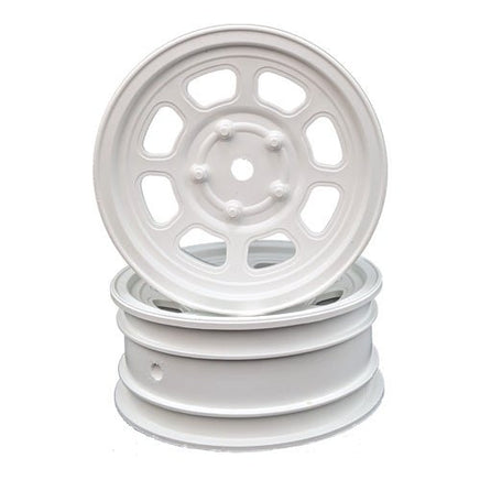 DE Racing - Speedway Buggy Wheels, for Associated B6/Customworks 4, Front, White, 4pcs - Hobby Recreation Products