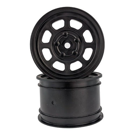 DE Racing - Speedway Buggy Wheels, for Associated B6/TLR 22/Customworks 4, Rear Black, 4pcs - Hobby Recreation Products