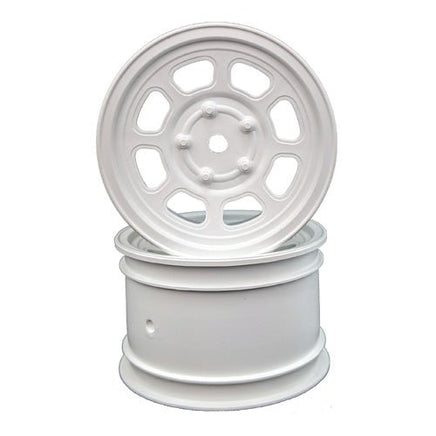 DE Racing - Speedway Buggy Wheels, for Associated B6/TLR 22Customworks 4, Rear, White, 4pcs - Hobby Recreation Products
