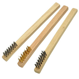 Enkay - 3pc Mini Wire Brush Set, Wood Handles, Carded - Hobby Recreation Products