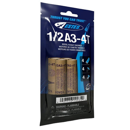 Estes Rockets - 1/2A3 - 4T Model Rocket Engines, (4pk) - Hobby Recreation Products