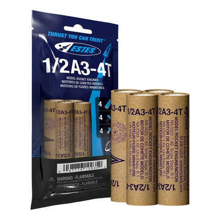 Estes Rockets - 1/2A3 - 4T Model Rocket Engines, (4pk) - Hobby Recreation Products