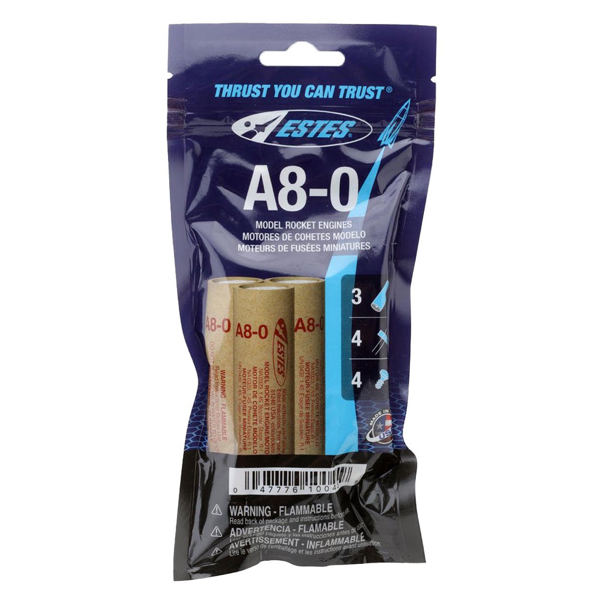 A8-0 Model Rocket Engines, (3pk)| Hobby Recreation Products