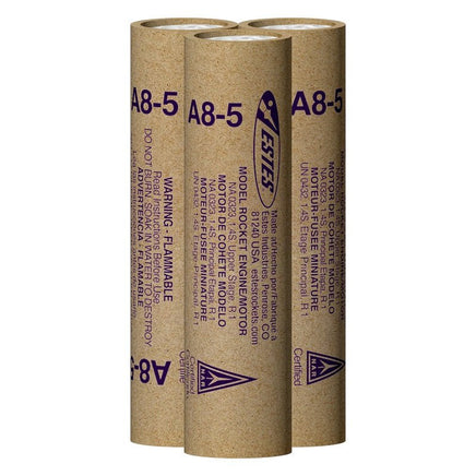Estes Rockets - A8 - 5 Model Rocket Engines, (3pk) - Hobby Recreation Products