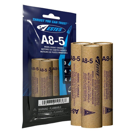 Estes Rockets - A8 - 5 Model Rocket Engines, (3pk) - Hobby Recreation Products