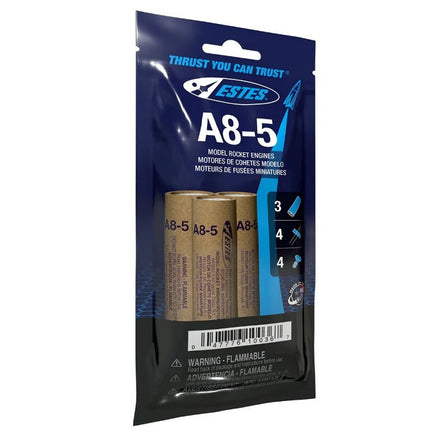 Estes Rockets - A8 - 5 Model Rocket Engines, (3pk) - Hobby Recreation Products