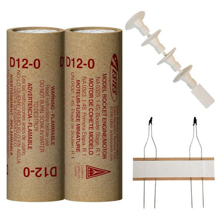 Estes Rockets - D12 - 0 Model Rocket Engines, (2pk) - Hobby Recreation Products