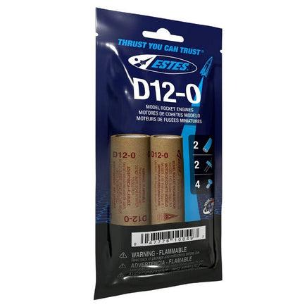 Estes Rockets - D12 - 0 Model Rocket Engines, (2pk) - Hobby Recreation Products
