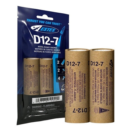 Estes Rockets - D12 - 7 Model Rocket Engines, (2pk) - Hobby Recreation Products