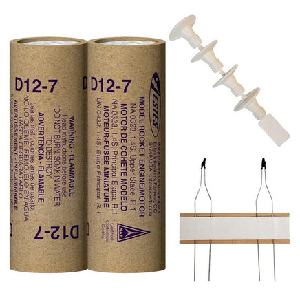 Estes Rockets - D12 - 7 Model Rocket Engines, (2pk) - Hobby Recreation Products