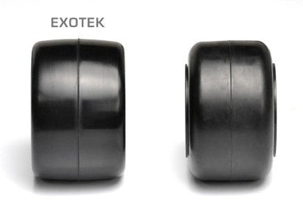 Exotek Racing - F1 1/10 Rubber Tires, Rear 28X (Super Soft), 1 pair Belted Rubber Tires with Foams - Hobby Recreation Products